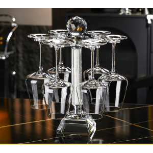 欧式奢华高档大号勃艮第水晶红酒杯醒酒器套装高脚杯葡萄酒杯酒具 425ml 6只+银钻架+银陀螺+镜面盘